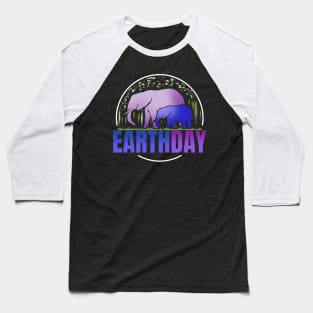 Logo Purple African Elefant Animals For Earth Day Baseball T-Shirt